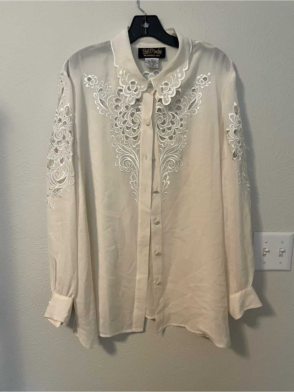 Vintage 80’s 90’s Bob Mackie Silk Sexy Sheer Blouse L/XL